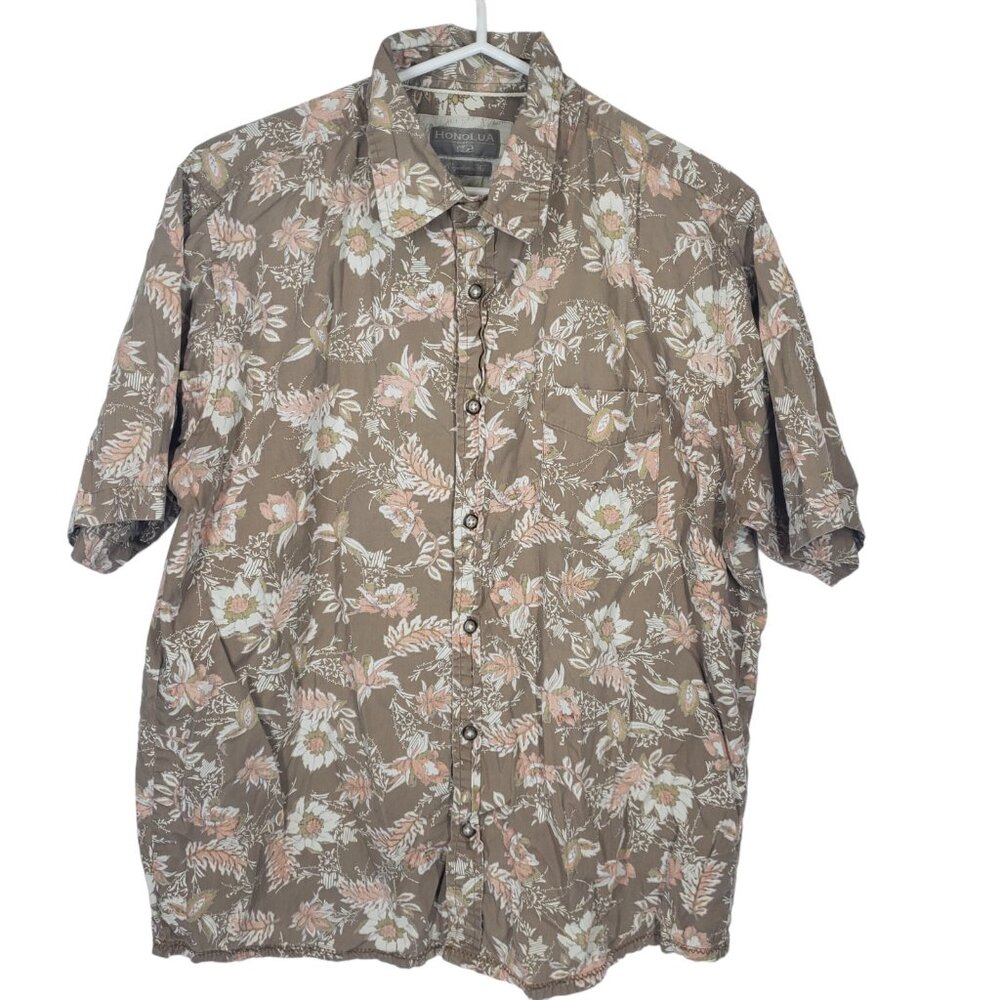 Honolua Surf Co. Men's Large Hawaiian Shirt Floral Cotton Button Up Beach